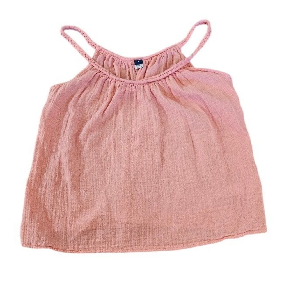 Old Navy Womens Pink Cotton Gauze Braided Strap Tank Top Small Relaxed Boho